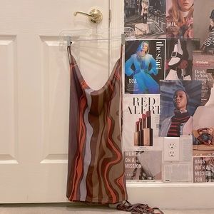 Zaful swirl print lace up dress